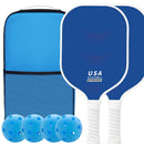 2-Player Pickleball Paddle Set, Durable Glass Fiber Pickleball Racquets with Comfort Grip, Includes 4 Balls & Carry Bag - Dark Blue