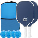2-Player Pickleball Paddle Set, Durable Glass Fiber Pickleball Racquets with Comfort Grip, Includes 4 Balls & Carry Bag - Navy Blue
