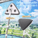 Telescopic Triangle Cleaning Mop with Squeegee, 2-in-1 Window Cleaner with 2 Replacement Pads