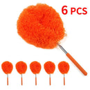 6-Pack, Telescopic Microfiber Duster with Extendable Handle, for High Ceiling & Fan Cleaning - Orange