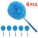 6-Pack, Telescopic Microfiber Duster with Extendable Handle, for High Ceilings & Fan Cleaning - Blue