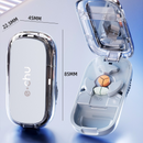 2-in-1 Pill Cutter with Storage Case, 1/2 & 1/3 Equal Parts Adjustable Tablet Splitter, Portable Travel Medicine Box - White