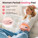 LED Display Period Heating Belt for Women, 5 Heat Settings & 4 Vibration Modes Wireless Menstrual Cramp Relief Waist Heating Pad - Pink