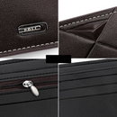 Men's Short Bifold PU Wallet, Geometric Embossed Billfold with Multiple Card Slots and Zipper Coin Pocket for Business and Casual Daily Use - Light Brown