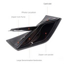 Men's Short Bifold PU Wallet, Geometric Embossed Billfold with Multiple Card Slots and Zipper Coin Pocket for Business and Casual Daily Use - Dark Brown