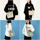 Multi-Compartment Canvas Tote Bag, 3-Way Handheld, Crossbody, and Shoulder Bag with Adjustable Strap for Daily Work and Shopping - Pink