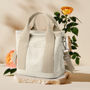 Multi-Compartment Canvas Tote Bag, 3-Way Handheld, Crossbody, and Shoulder Bag with Adjustable Strap for Daily Work and Shopping - Black