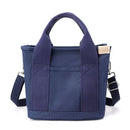 Multi-Compartment Canvas Tote Bag, 3-Way Handheld, Crossbody, and Shoulder Bag with Adjustable Strap for Daily Work and Shopping - Blue