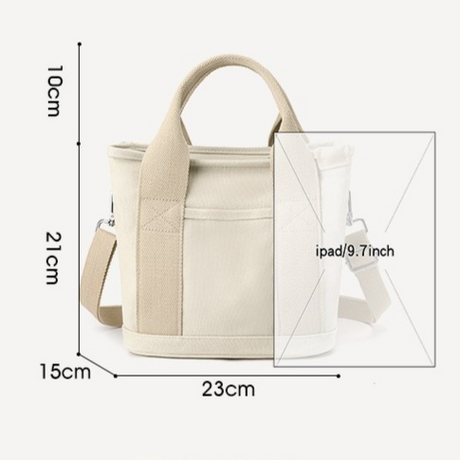 Multi-Compartment Canvas Tote Bag, 3-Way Handheld, Crossbody, and Shoulder Bag with Adjustable Strap for Daily Work and Shopping - Blue