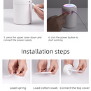 Mini Colorful Cup Humidifier, 300ml Portable USB Cool Mist Humidifier with 7-Color Night Light, for Car, Bedroom, Desk, and Office - Gray