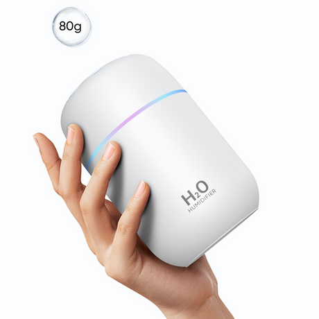 Flower Nozzle Mini USB Humidifier, 250ml Portable Cool Mist Humidifier with RGB Night Light, for Car, Bedroom, or Desk - White