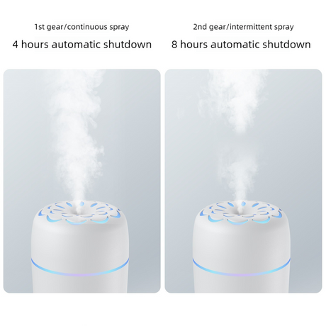 Flower Nozzle Mini USB Humidifier, 250ml Portable Cool Mist Humidifier with RGB Night Light, for Car, Bedroom, or Desk - Pink