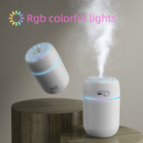 Flower Nozzle Mini USB Humidifier, 250ml Portable Cool Mist Humidifier with RGB Night Light, for Car, Bedroom, or Desk - Gray