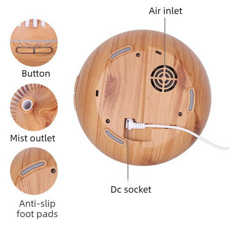 (2-Pack) 550ml Wood-Grain Ultrasonic Aroma Diffuser and Humidifier with 7-Color LED Night Light and Timer for the Bedroom – Dark Wood