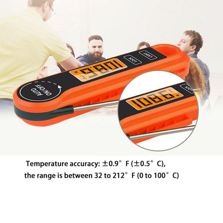 Foldable Digital Meat Thermometer, IPX5 Waterproof Fast Read with Backlight ℃/℉ Switch for Kitchen, BBQ, Baking