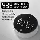 Rotating Digital Kitchen Timer, 999-Minute LED Display Timer with Magnetic Back & Stand, Type-C, for Studying and Exercising—White