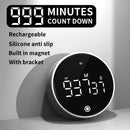 Rotating Digital Kitchen Timer, 999-Minute LED Display Timer with Magnetic Back & Stand, Type-C, for Studying and Exercising—Black