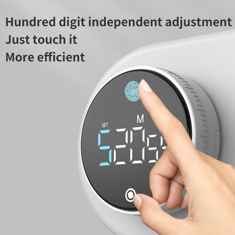Rotating Digital Kitchen Timer, 999-Minute LED Display Timer with Magnetic Back & Stand, Type-C, for Studying and Exercising—Black