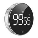 Rotating Magnetic Digital Timer, LCD Display Kitchen Timer with 3 Volume Levels, for Cooking, Studying, and Office Use—Silver