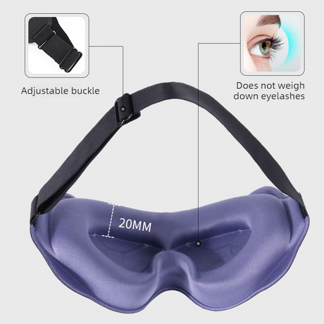 3D Contoured Sleep Mask, Breathable Fabric with Adjustable Strap, Light-Blocking Eye Mask for Sleeping, Napping, and Travel—Black