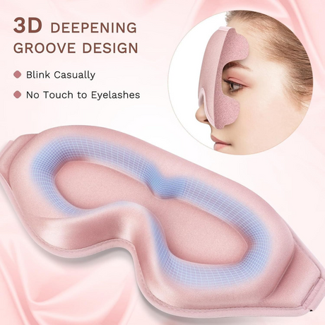 3D Deep Contoured Memory Foam Sleep Eye Mask, Full Light Blocking, Breathable Eye Cover for Travel, Naps, and Nighttime Sleep—Black