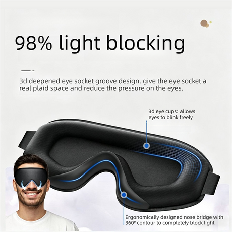 3D Contoured Memory Foam Sleep Eye Mask, Zero Pressure Breathable Mesh Eye Cover with Adjustable Strap for Travel, Naps, and Night Sleep - Red