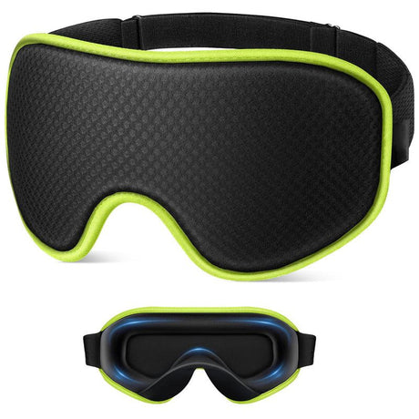 3D Contoured Memory Foam Sleep Eye Mask, Zero Pressure Breathable Mesh Eye Cover with Adjustable Strap for Travel, Naps, and Night Sleep - Green