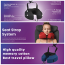 Memory Foam U-Shaped Neck Pillow, Adjustable with Strap & Storage Bag for Travel, Airplane, Car, Office, and Theater Use – Black