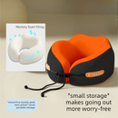 Memory Foam Travel Neck Pillow, U-Shaped Pillow with Ice Silk Cover, Adjustable Lock, and Storage Case for Airplane, Car, Office - Orange