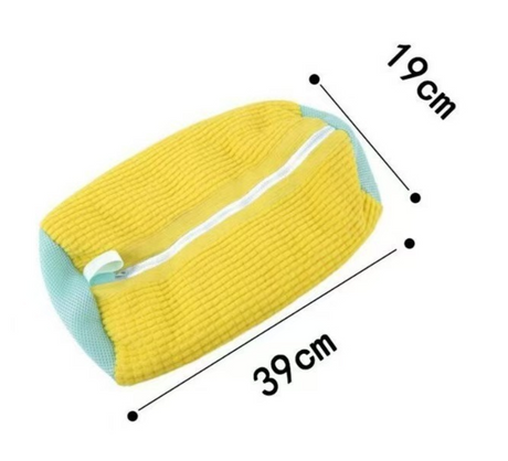 2-Pack Washing Machine Shoe Wash Bags, Thick Chenille Lining Anti-Deformation Laundry Bags with Durable Zippers for Sneakers and Canvas Shoes - White