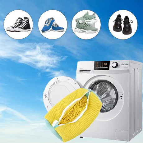 2-Pack Washing Machine Shoe Wash Bags, Thick Chenille Lining Anti-Deformation Shoe Laundry Bags with Durable Zippers for Sneakers and Canvas Shoes - Gray