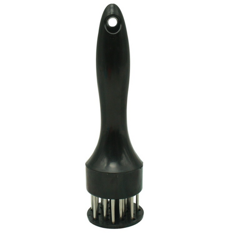Stainless Steel Meat Tenderizer, 2.5cm Needle Pricker with Safety Guard & Automatic Rebound, for Steak, Pork, Chicken, BBQ & Marinade - Black