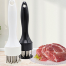 2-Pack Stainless Steel Meat Tenderizer, 2.5cm Needle Pricker with Safety Guard & Automatic Rebound, for Steak, Pork, Chicken, BBQ & Marinade - White + Black