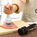 2-Pack Stainless Steel Meat Tenderizer, 2.5cm Needle Pricker with Safety Guard & Automatic Rebound, for Steak, Pork, Chicken, BBQ & Marinade - White + Black
