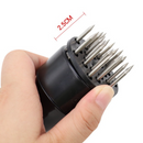 2-Pack Stainless Steel Meat Tenderizer, 2.5cm Needle Pricker with Safety Guard & Automatic Rebound, for Steak, Pork, Chicken, BBQ & Marinade - White + Black
