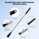Retractable Stainless Steel Long Handle Shoe Horn, Portable No-Bend Shoe Helper for Elderly Pregnant Kids