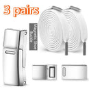3 Pairs - Magnetic Wide Elastic No-Tie Shoelaces Set, Lazy Magnetic Lock Stretch Laces for Kids and Adults - White