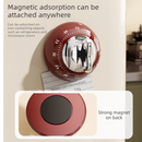 Vintage Magnetic Mechanical Kitchen Timer, 60-Minute Countdown Timer for the Fridge, Battery-Free Cooking Alarm—Red