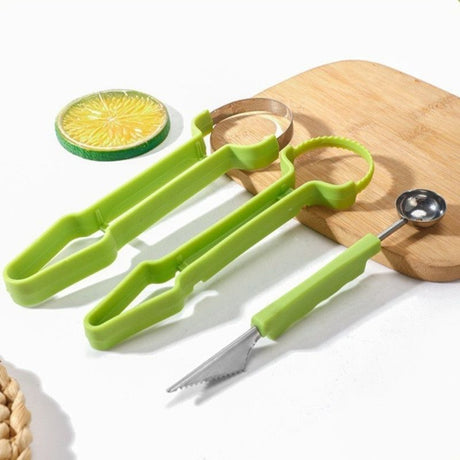 2-Piece 3-in-1 Stainless Steel Fruit Carving Scoop, Multi-Function Melon Seed Remover Kitchen Tool