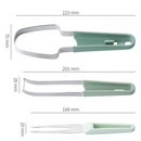 3-in-1 Stainless Steel Watermelon Cutter Set, Multi-Function Melon Slicer, Scoop, and Fork Kitchen Tool—Off-White