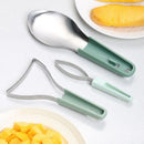 Stainless Steel Mango Cutter 3-Piece Set, Multi-Function Mango Core Remover & Dicer Kitchen Tool—Green