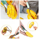 Stainless Steel Mango Cutter 3-Piece Set, Multi-Function Mango Core Remover & Dicer Kitchen Tool—Green