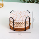 INS Style Round Cotton Woven Heat-Resistant Coasters, 8-Piece Set of Thick Table and Pot Mats with Free Iron Storage Rack - Pink
