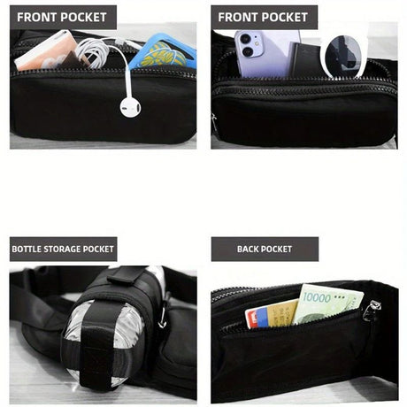 Oxford Running Fanny Pack with Water Bottle Holder, Multifunctional Crossbody Waist Bag for Hiking Cycling