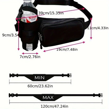Oxford Running Fanny Pack with Water Bottle Holder, Multifunctional Crossbody Waist Bag for Hiking Cycling