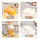 Semi-Auto Press Egg Mixer Cup, Large-Capacity Hand Whisk with Filter Spout for Baking, Whipping Cream, and Beating Eggs—White