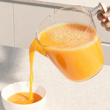 Semi-Auto Press Egg Mixer Cup, Large-Capacity Hand Whisk with Filter Spout for Baking, Whipping Cream, and Beating Eggs—White