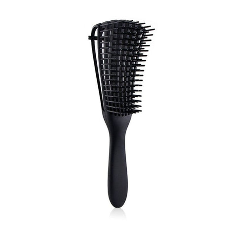 Adjustable 8-Claw Detangler Hair Brush, Hollow Curved Vent Brush for Wet and Dry Hair Styling and Massage - Black