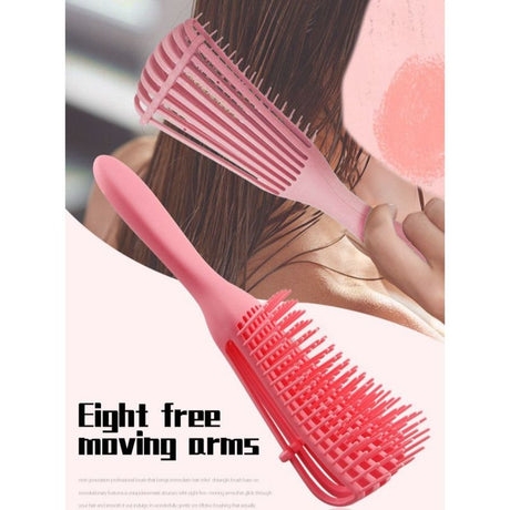 Adjustable 8-Claw Detangler Hair Brush, Hollow Curved Vent Brush for Wet and Dry Hair Styling and Massage - Blue