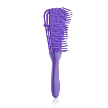 Adjustable 8-Claw Detangler Hair Brush, Hollow Curved Vent Brush for Wet and Dry Hair Styling and Massage - Purple